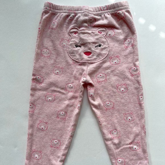 Carter's 12 mo baby pants with bear face appliqué on butt and cute bear pattern - Picture 1 of 6
